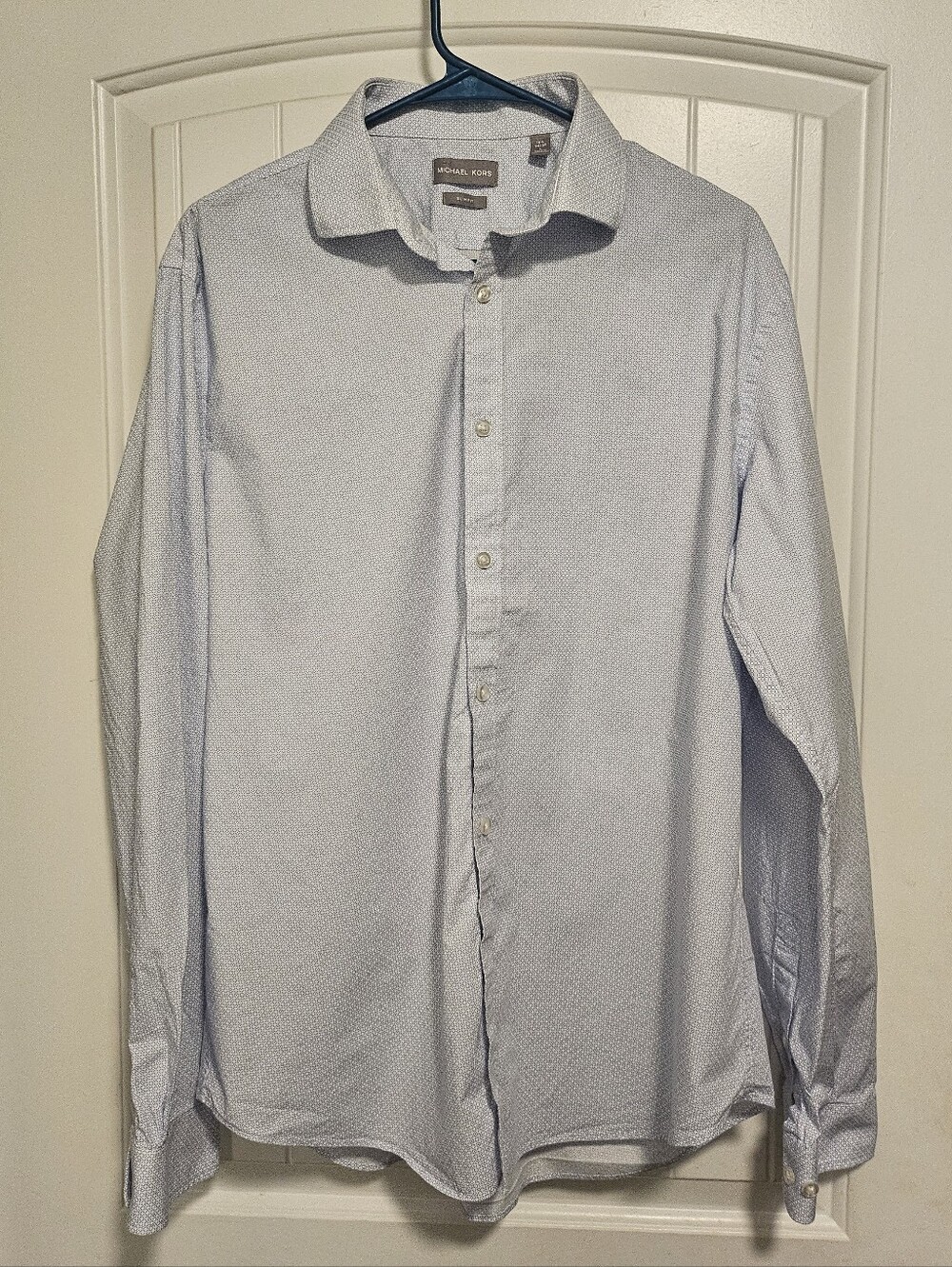 Michael Kors Men's Light Blue Micro-Pattern Dress Shirt